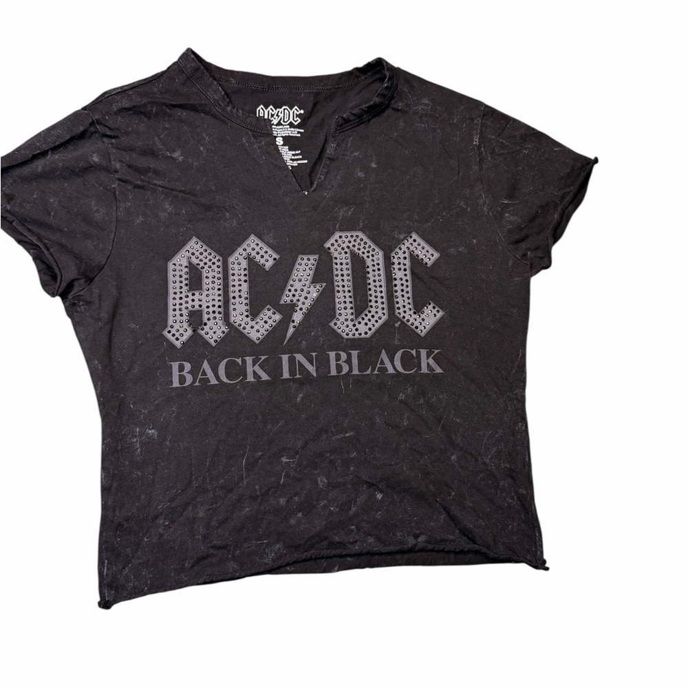 AC/DC Black Logo Band Tee  with Rhinestones